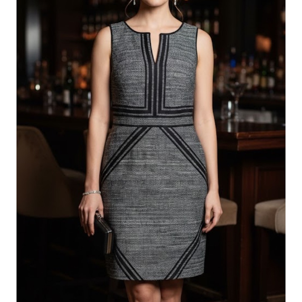 Adrianna Papell Black and Gray Mini Dress